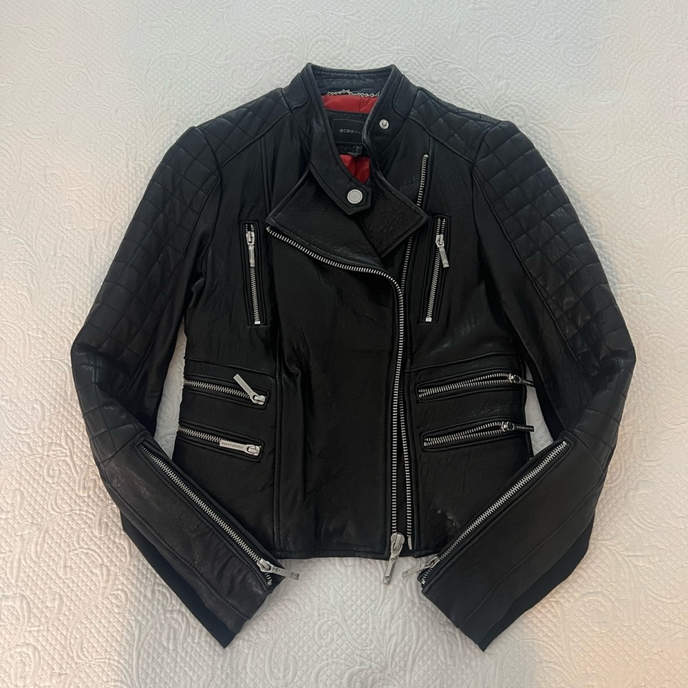 BCBG MAXAZRIA LEATHER JACKET